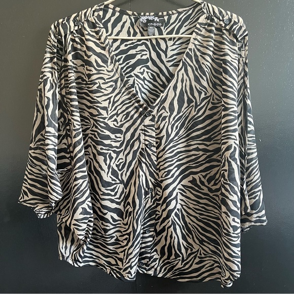 vintage Zebra Cold Shoulder Bubble Blouse from Chado -Medium - Picture 5 of 6